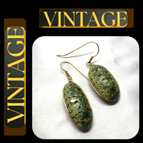 Fossils Rare Insects Vintage Gold Artisan Earrings - Picture 3 of 5